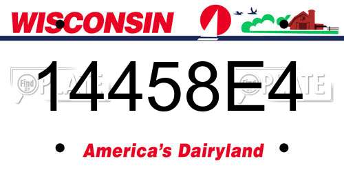 14458E4 Wisconsin License Plate