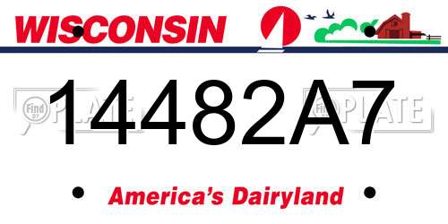 14482A7 Wisconsin License Plate