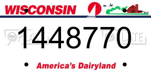 1448770 Wisconsin License Plate