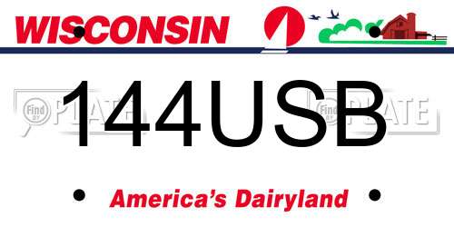 144USB Wisconsin License Plate