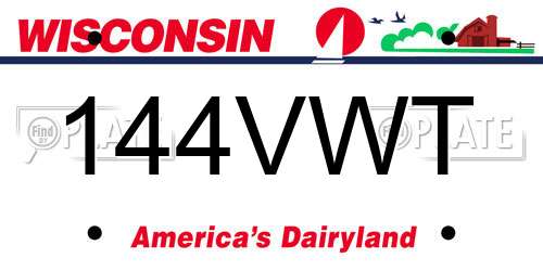 144VWT Wisconsin License Plate