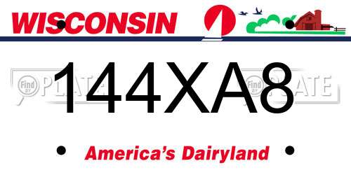 144XA8 Wisconsin License Plate