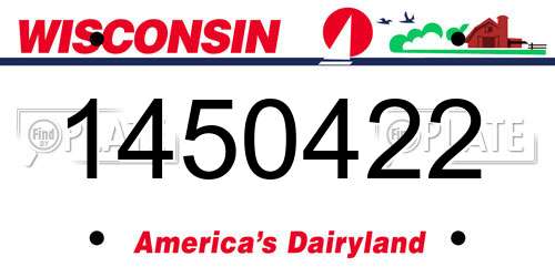 1450422 Wisconsin License Plate