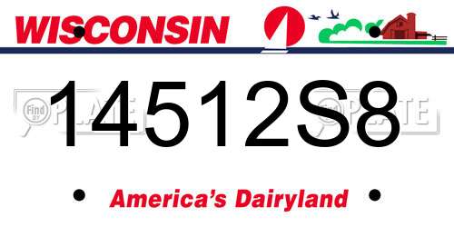 14512S8 Wisconsin License Plate