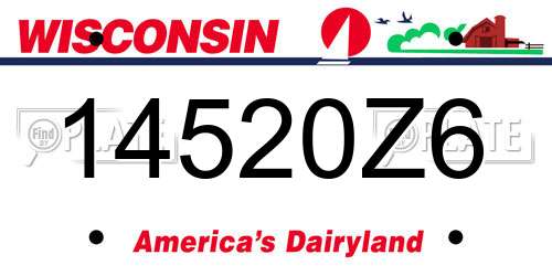 14520Z6 Wisconsin License Plate