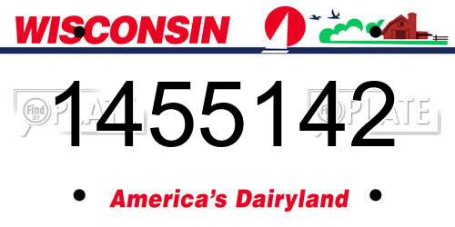 1455142 Wisconsin License Plate