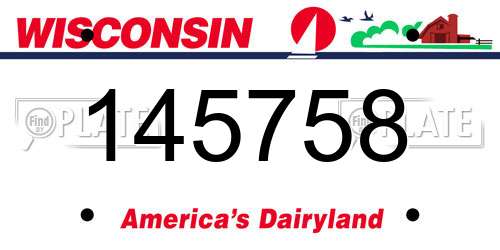 145758 Wisconsin License Plate