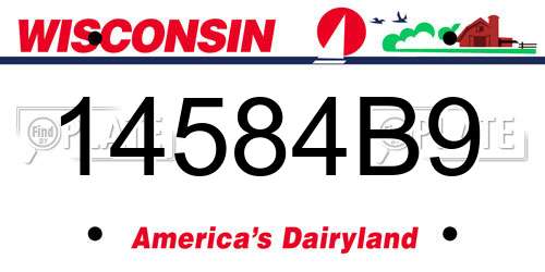 14584B9 Wisconsin License Plate