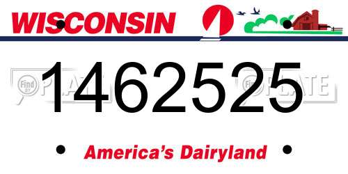 1462525 Wisconsin License Plate