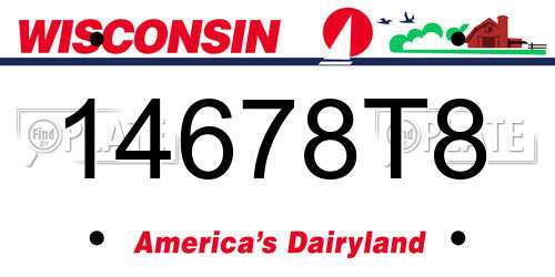 14678T8 Wisconsin License Plate