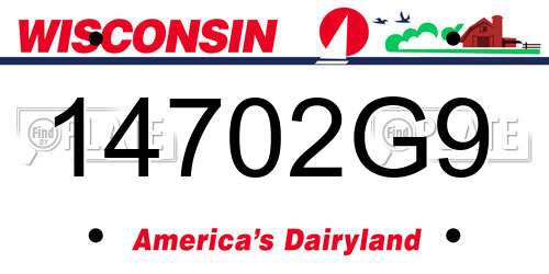 14702G9 Wisconsin License Plate