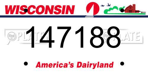 147188 Wisconsin License Plate