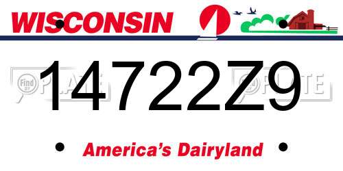 14722Z9 Wisconsin License Plate