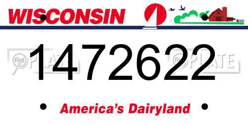 1472622 Wisconsin License Plate