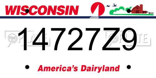 14727Z9 Wisconsin License Plate