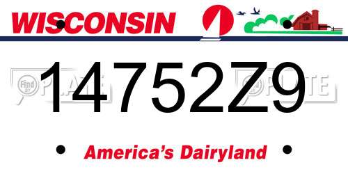 14752Z9 Wisconsin License Plate