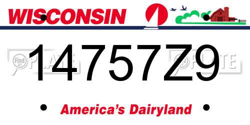 14757Z9 Wisconsin License Plate