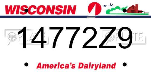 14772Z9 Wisconsin License Plate