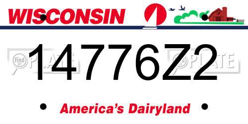 14776Z2 Wisconsin License Plate
