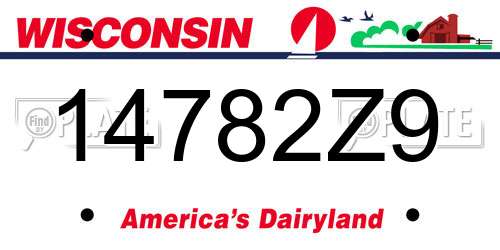 14782Z9 Wisconsin License Plate