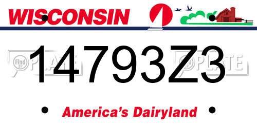 14793Z3 Wisconsin License Plate