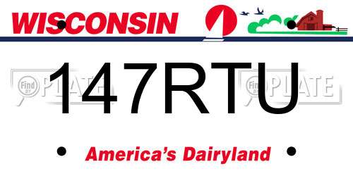 147RTU Wisconsin License Plate