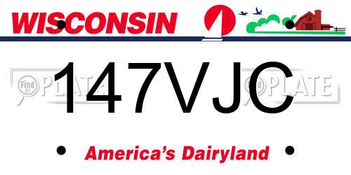 147VJC Wisconsin License Plate