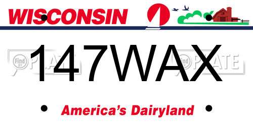 147WAX Wisconsin License Plate