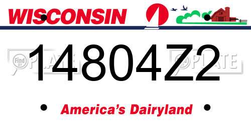 14804Z2 Wisconsin License Plate