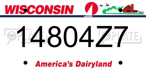 14804Z7 Wisconsin License Plate