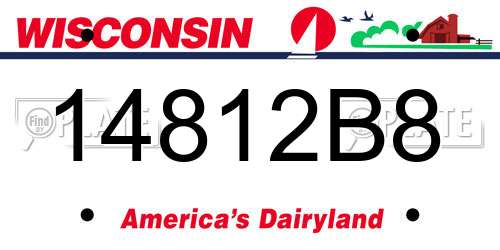 14812B8 Wisconsin License Plate