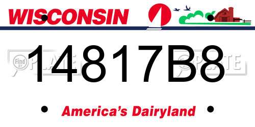 14817B8 Wisconsin License Plate