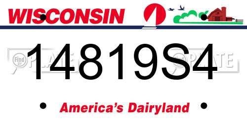 14819S4 Wisconsin License Plate