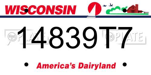 14839T7 Wisconsin License Plate