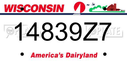 14839Z7 Wisconsin License Plate