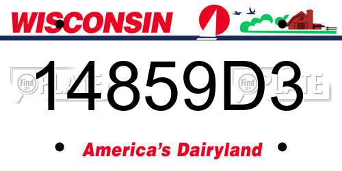 14859D3 Wisconsin License Plate