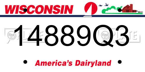 14889Q3 Wisconsin License Plate