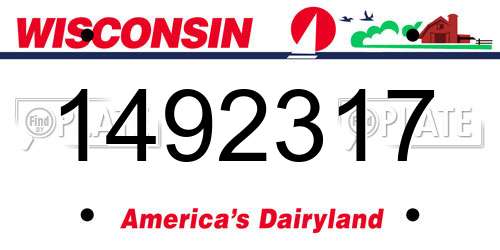 1492317 Wisconsin License Plate
