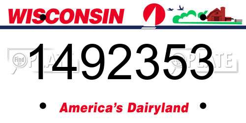 1492353 Wisconsin License Plate
