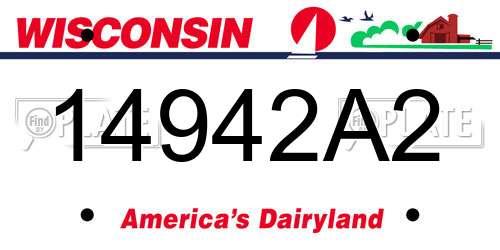 14942A2 Wisconsin License Plate