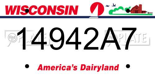 14942A7 Wisconsin License Plate