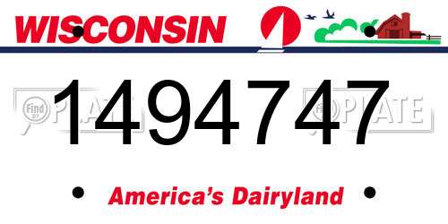 1494747 Wisconsin License Plate