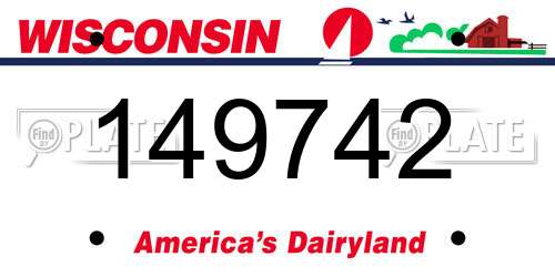 149742 Wisconsin License Plate