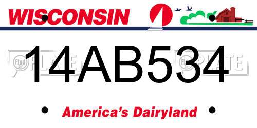 14AB534 Wisconsin License Plate