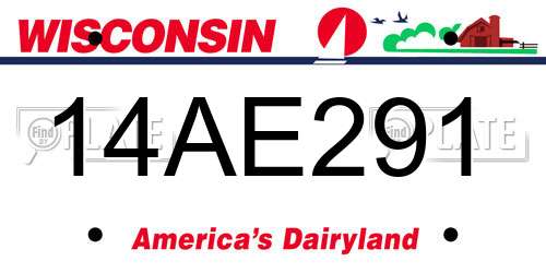 14AE291 Wisconsin License Plate