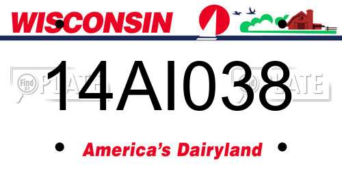 14AI038 Wisconsin License Plate