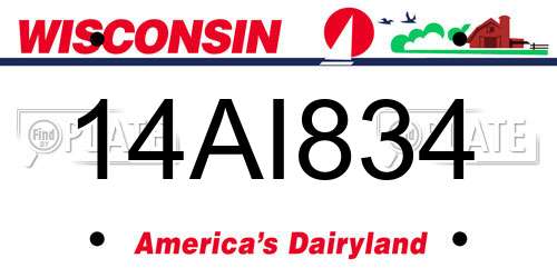 14AI834 Wisconsin License Plate
