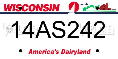 14AS242 Wisconsin License Plate