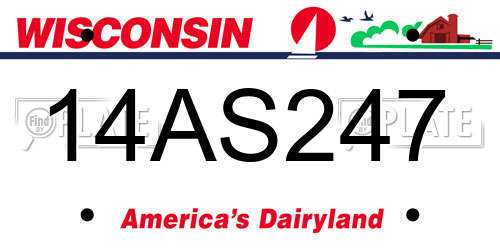 14AS247 Wisconsin License Plate