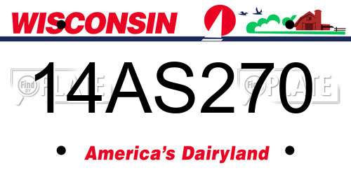 14AS270 Wisconsin License Plate
